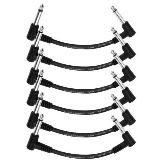 Donner Music Guitar Patch Cable Black 6-Pack 15cm