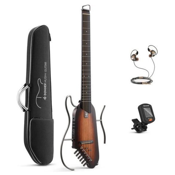 Donner Music HUSH-I Silent Guitar Mahogany Sunburst