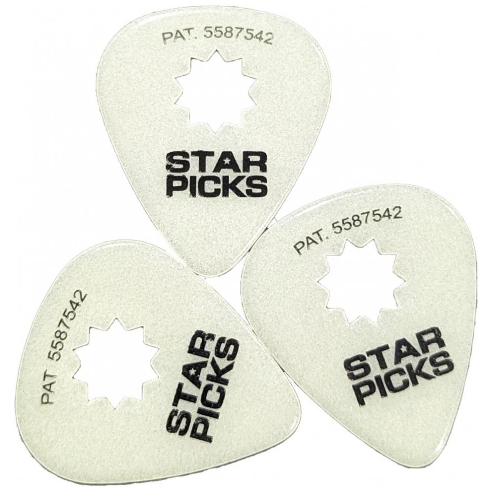 Cleartone EVERLY GLOW IN THE DARK STAR PICK HEAVY .96mm (12-PACK)